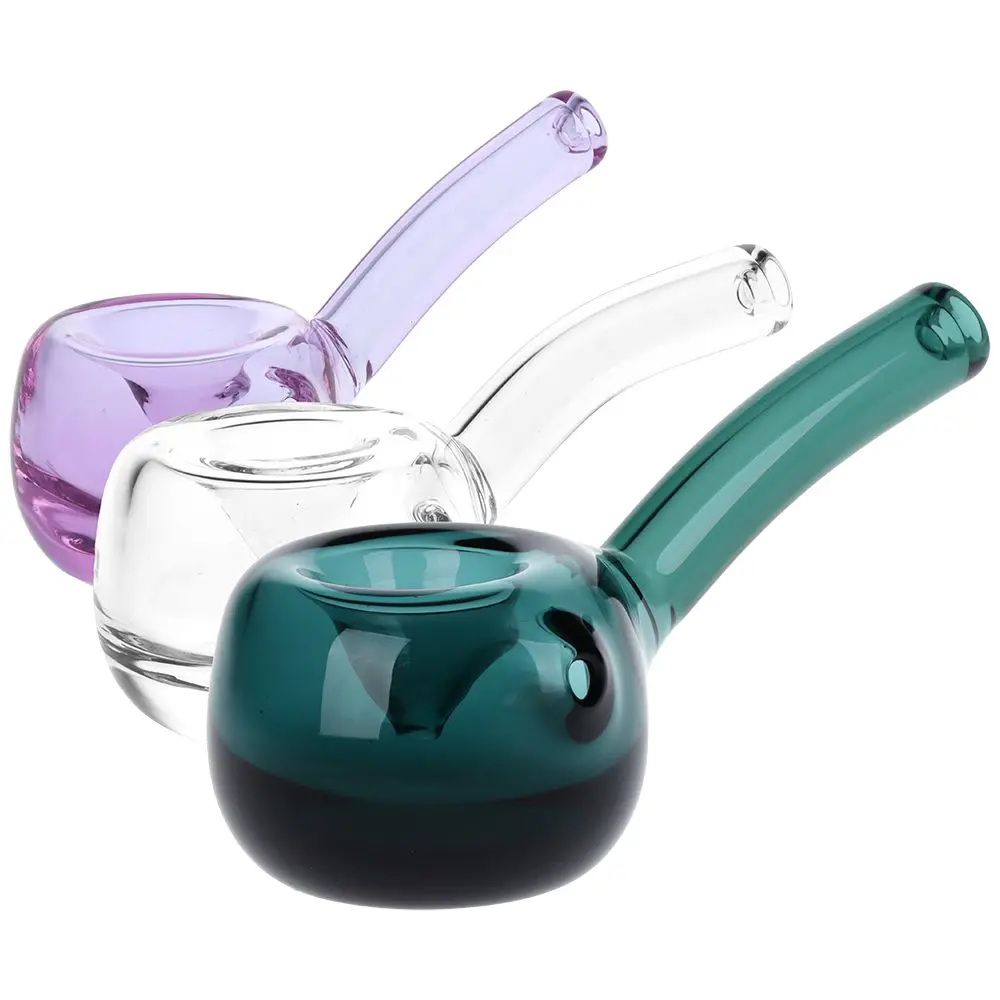 Elegant Bent Hammer Glass Hand Pipe - 4" / Colors Vary 1