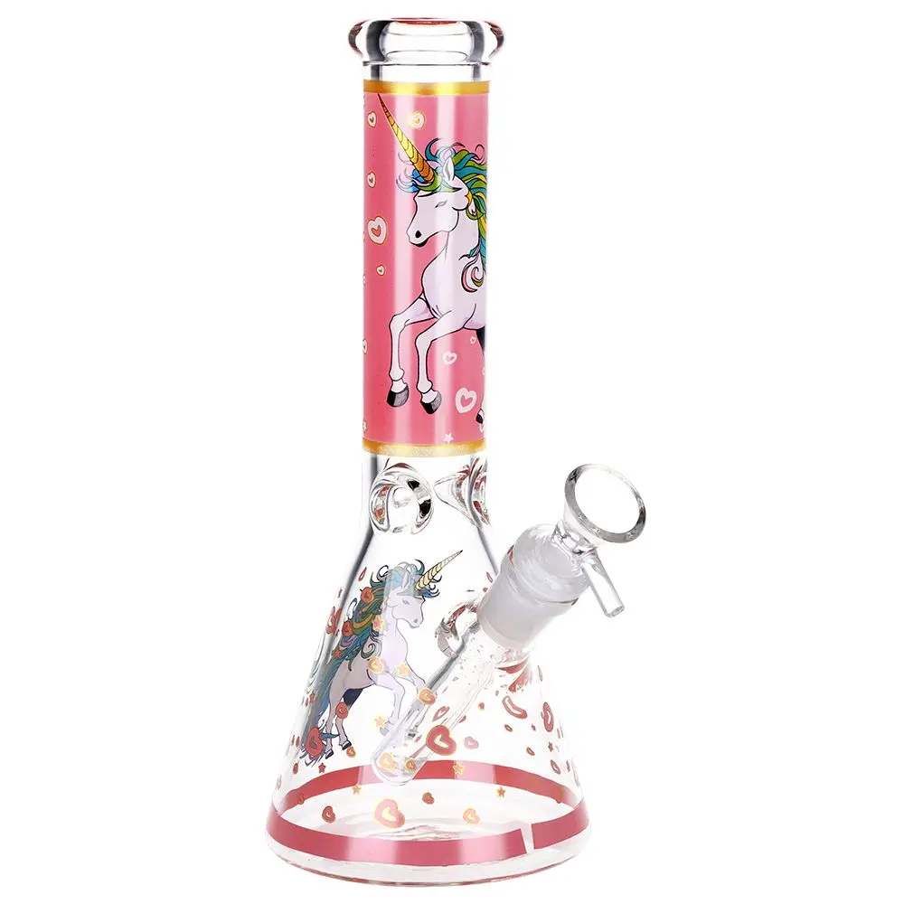 Pink Unicorn Beaker Glass Water Pipe - 10" / 14Mm F 1