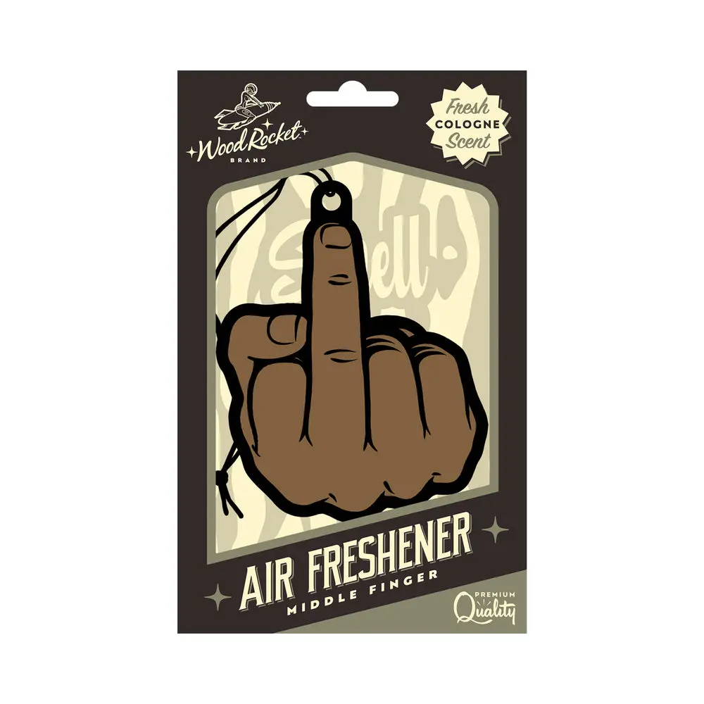 Wood Rocket Air Freshener Middle Finger Brown 1