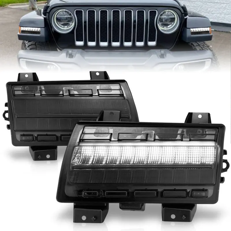 Anzo 2018-2021 Jeep Wrangler Led Side Markers Chrome Housing Smoke Lens W/ Seq. Signal Low Config 1