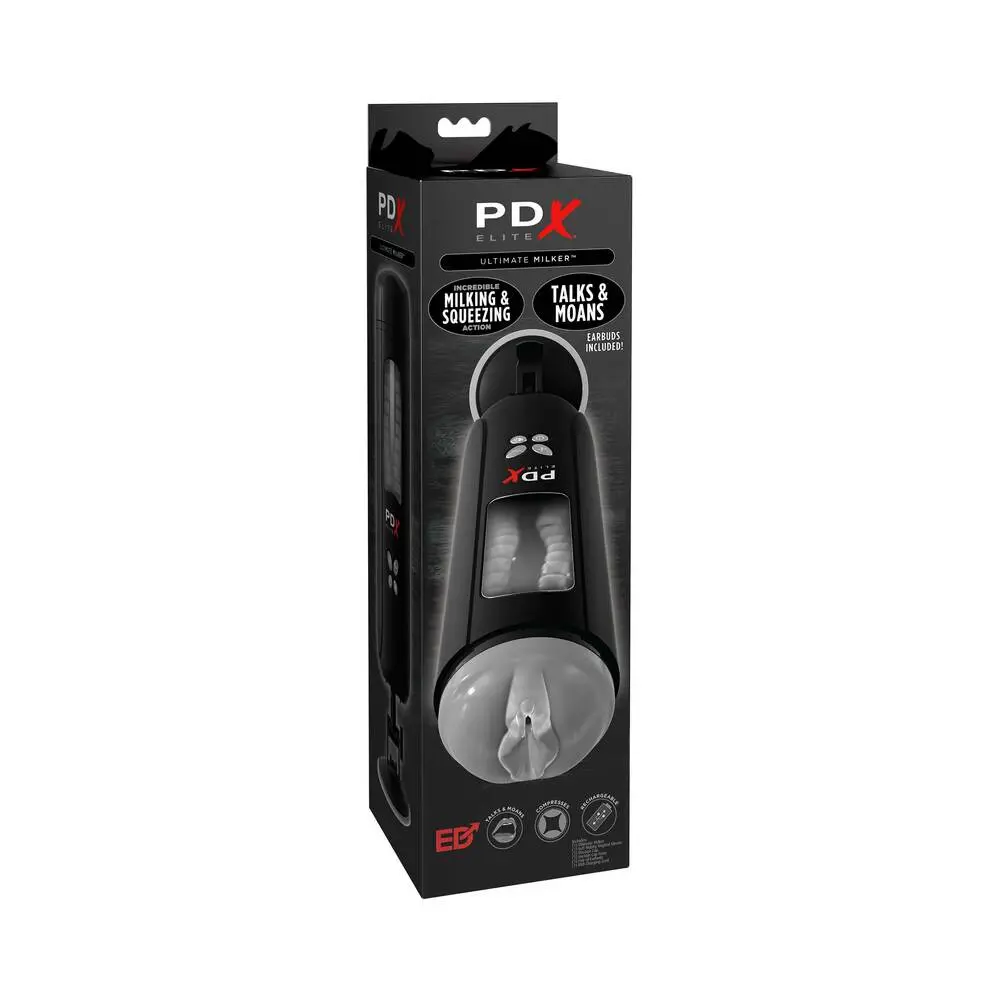 Pdx Elite Ultimate Milker Gyrating Suction Stroker With Audio And Suction Cup Clear/Black 1