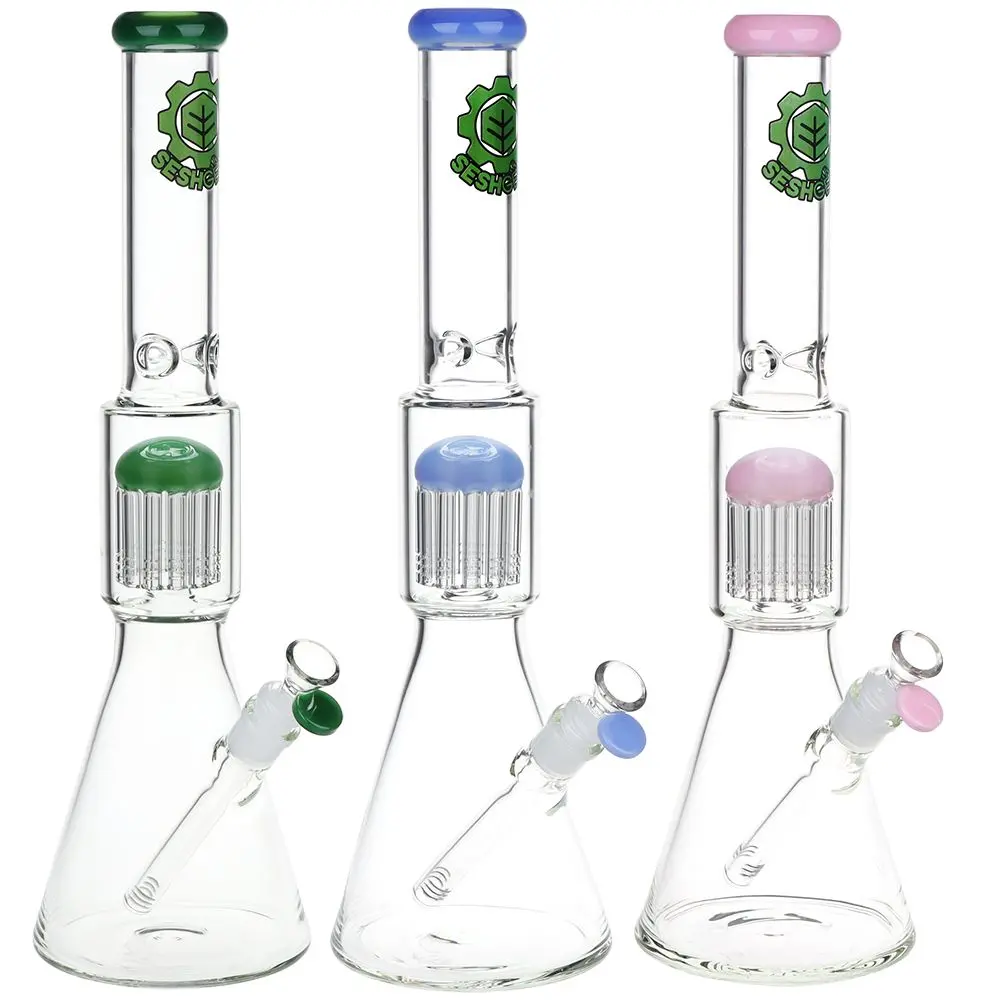 Seshgear Jellyfish Double Chamber Glass Beaker Water Pipe - 17" / 14Mm F / Colors Vary 1