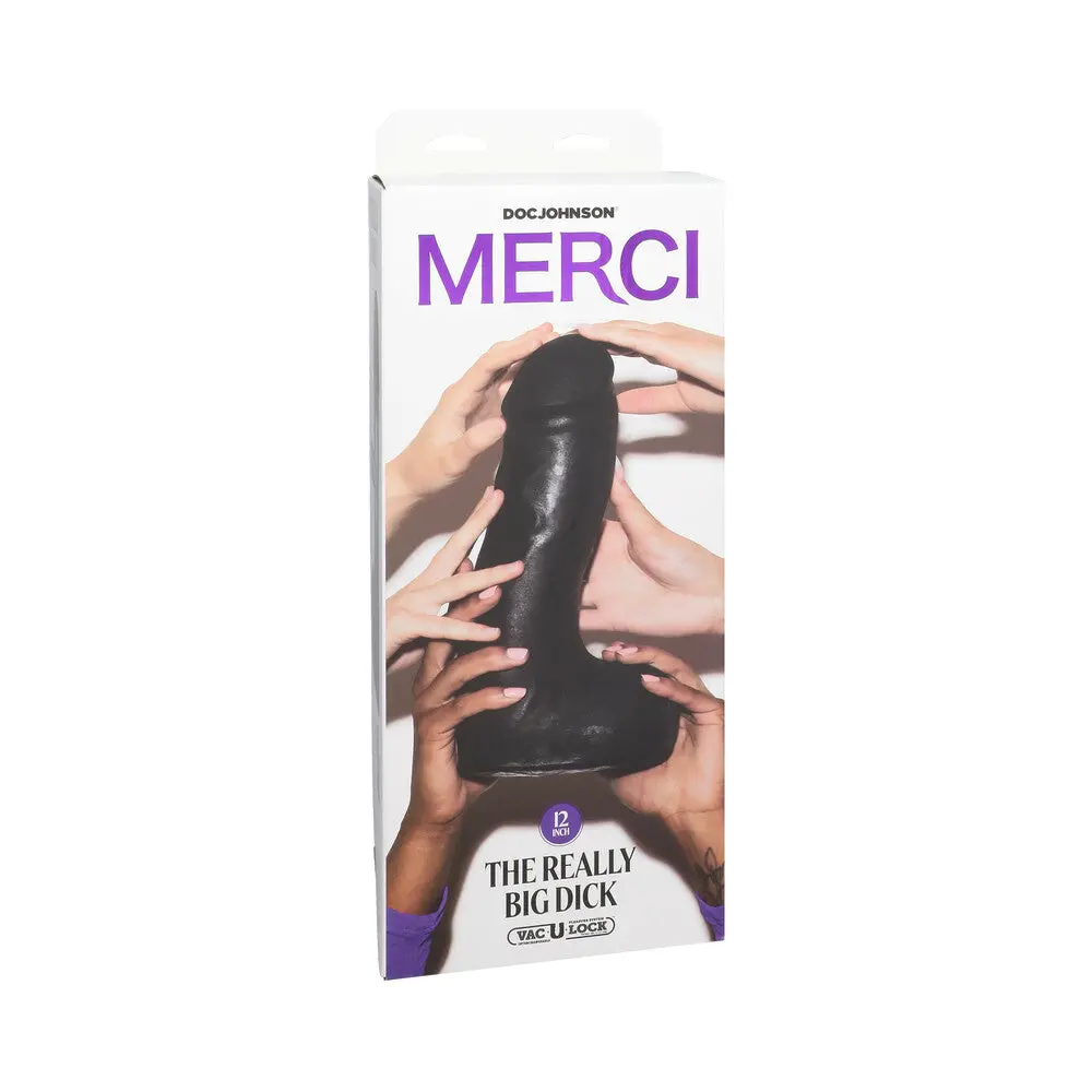 Merci The Really Big Dick 12 In. Dildo With Xl Removable Vac-U-Lock Suction Cup Black 1