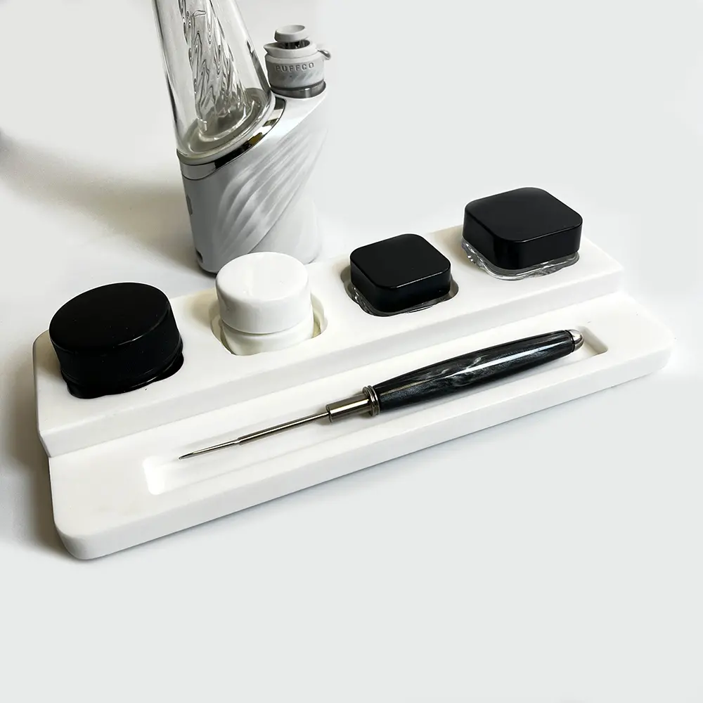 Durable Corian Dab Stand For Organizing Concentrate Jars And Your Favorite Tools 1