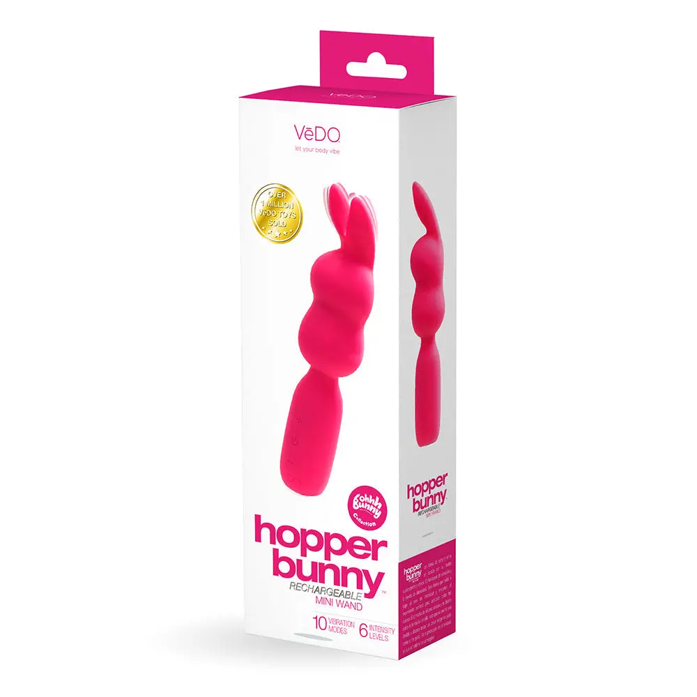Vedo Hopper Bunny Rechargeable Silicone Mini Wand Vibrator Pink 1