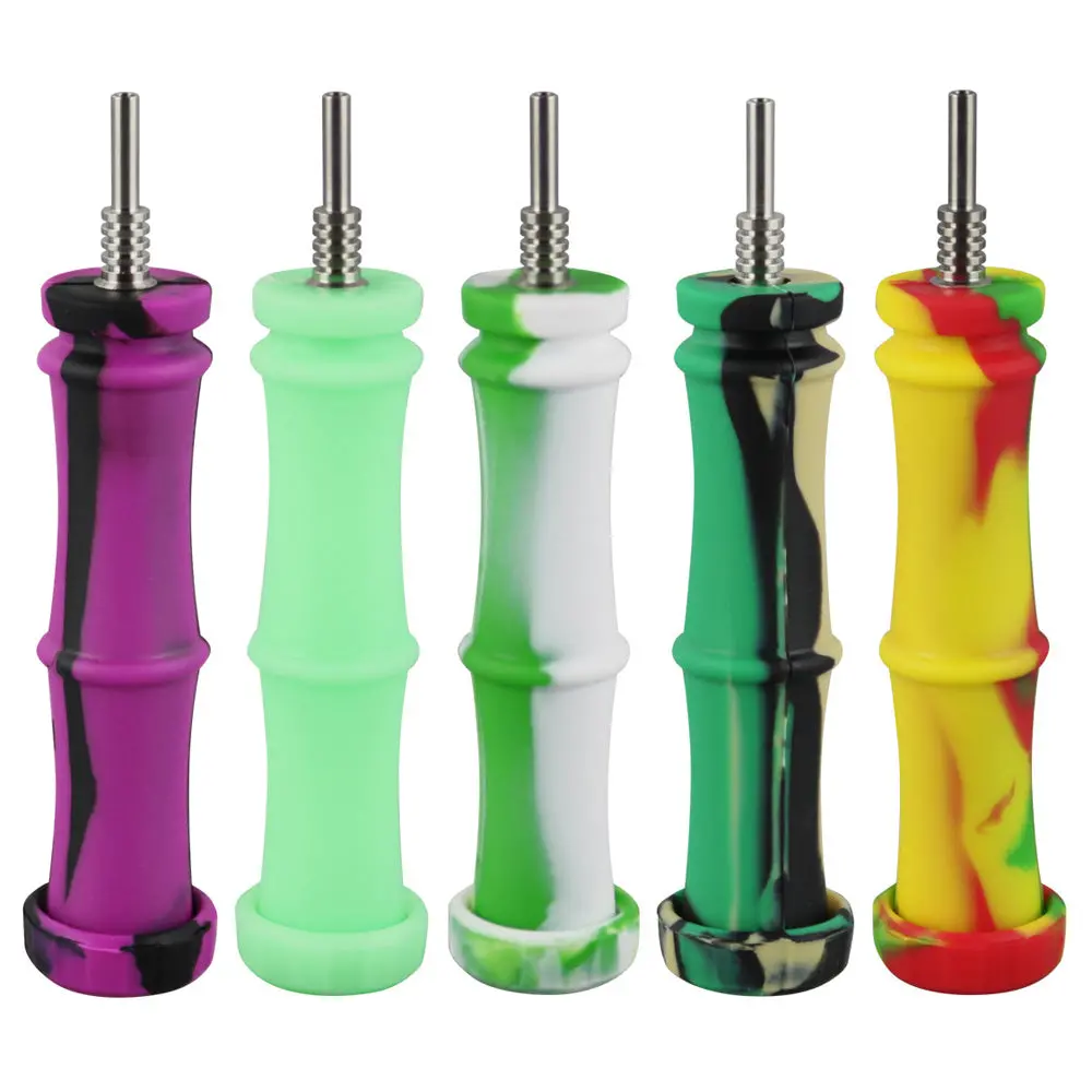 Silicone Bamboo Style Vapor Straw W/ Ti Tip - 5.5 1