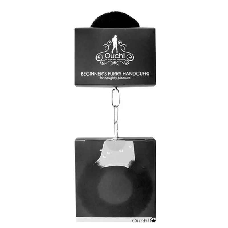 Ouch! Beginner's Furry Handcuffs With Quick-Release Black 1