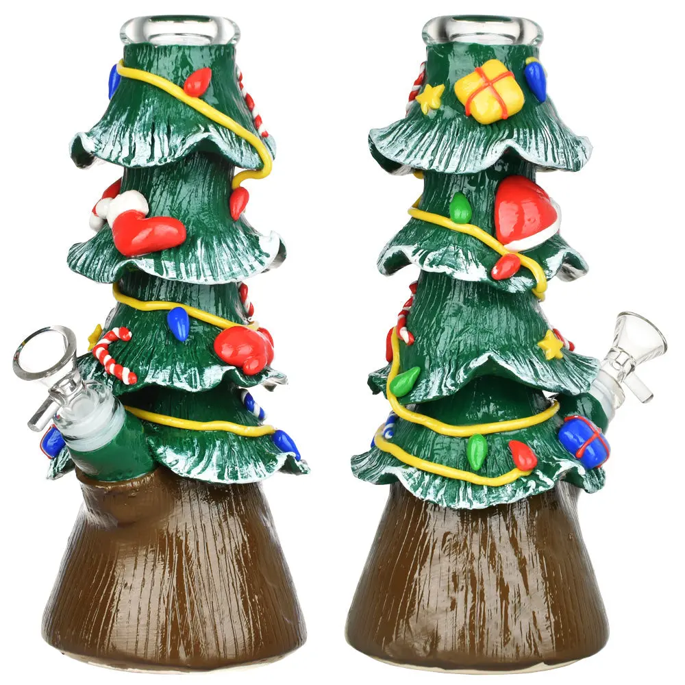 Christmas Tree Beaker Glass Water Pipe - 9.75" / 14Mm F 1