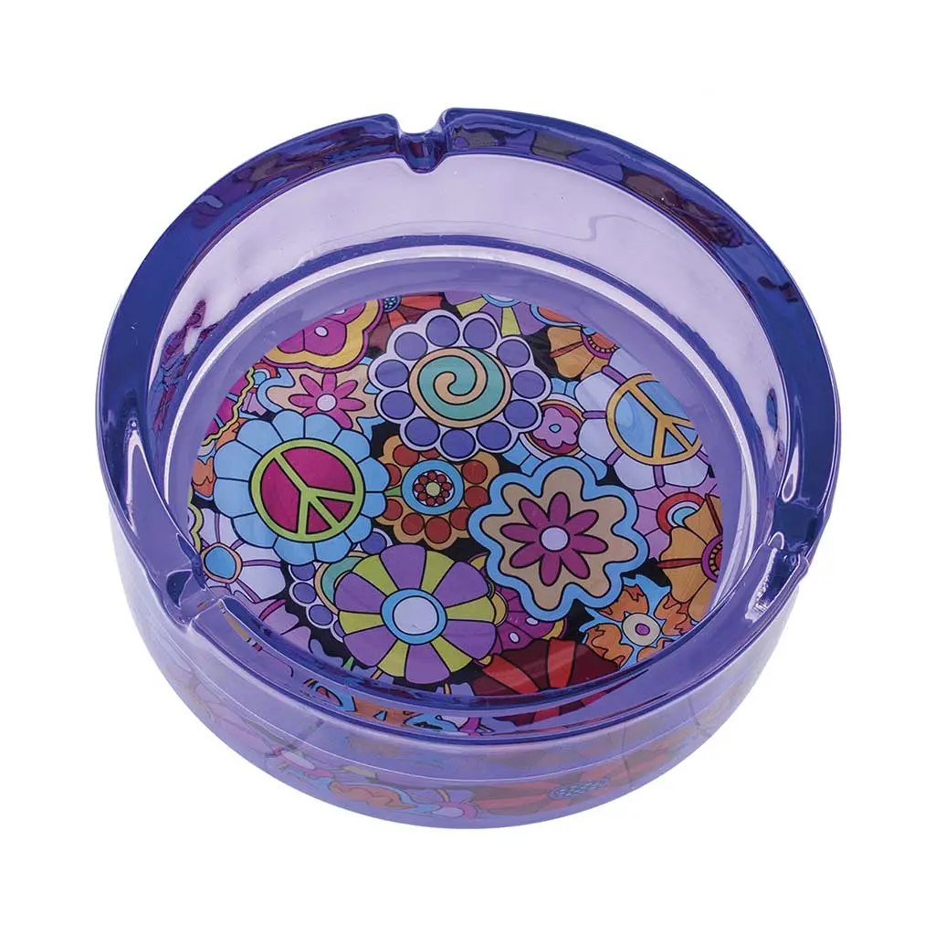 Purple Hippie Flower Glass Ashtray 1
