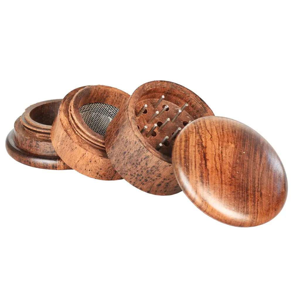 Round Rosewood 4Pc Grinder W/ Screen 1
