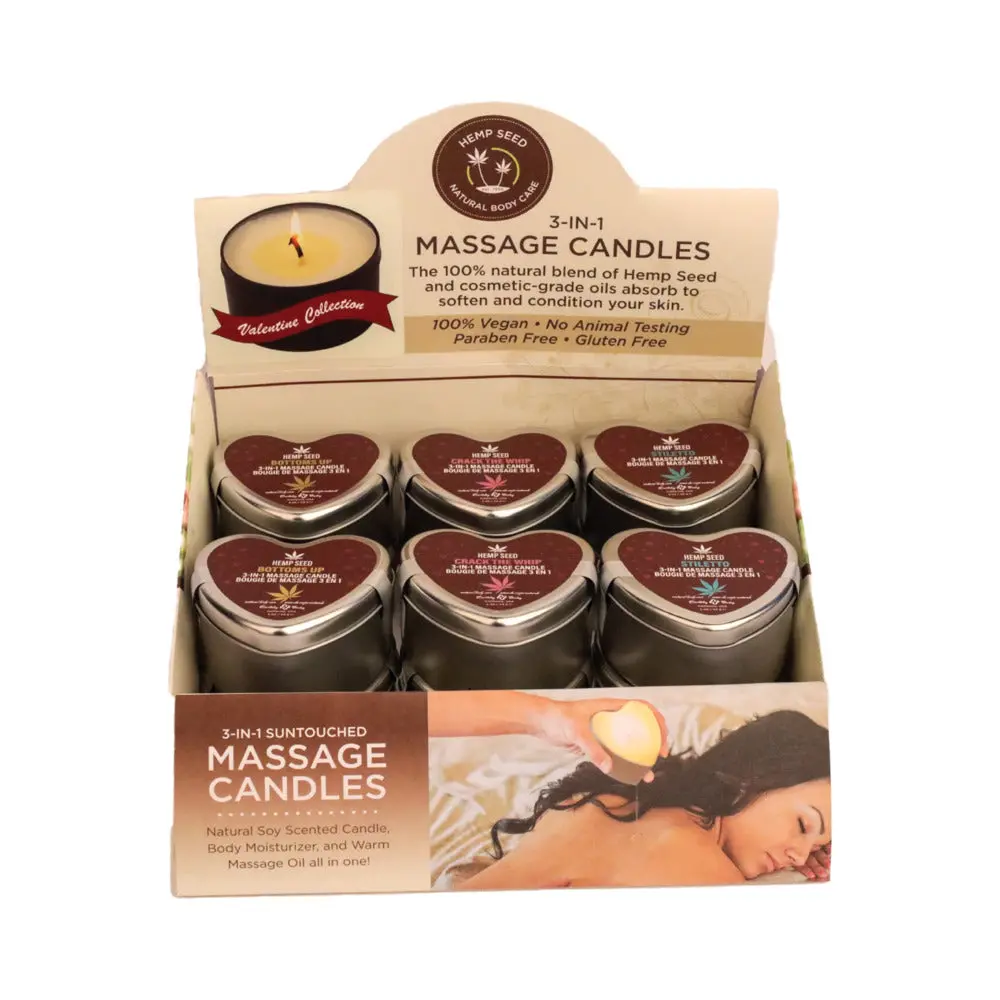 Earthly Body Hemp Seed Valentine 2025 3-In-1 Massage Candle 12-Piece Pre-Pack 1