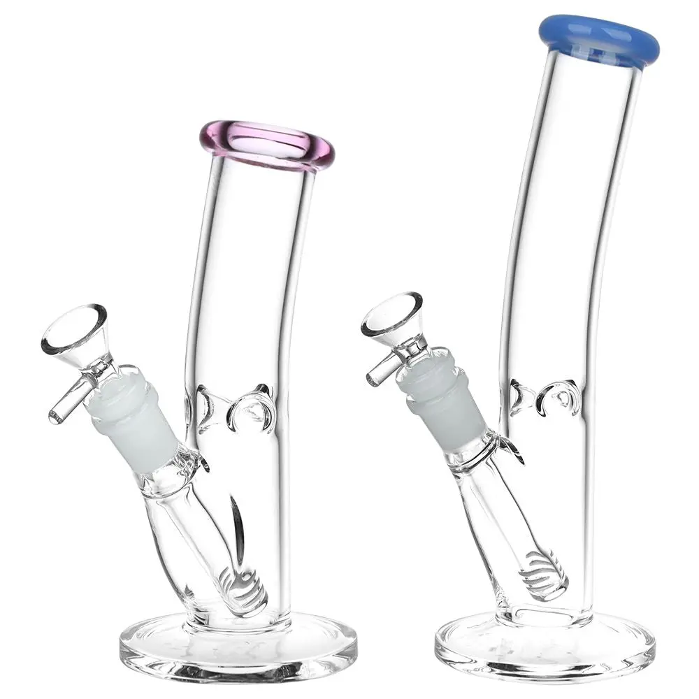 Classic Bent Neck Straight Tube Glass Water Pipe | 14Mm F | Colors Vary 1