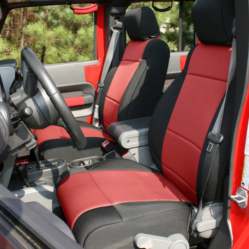Rugged Ridge Seat Cover Kit Black/Red 11-18 Jeep Wrangler Jk 4Dr 1