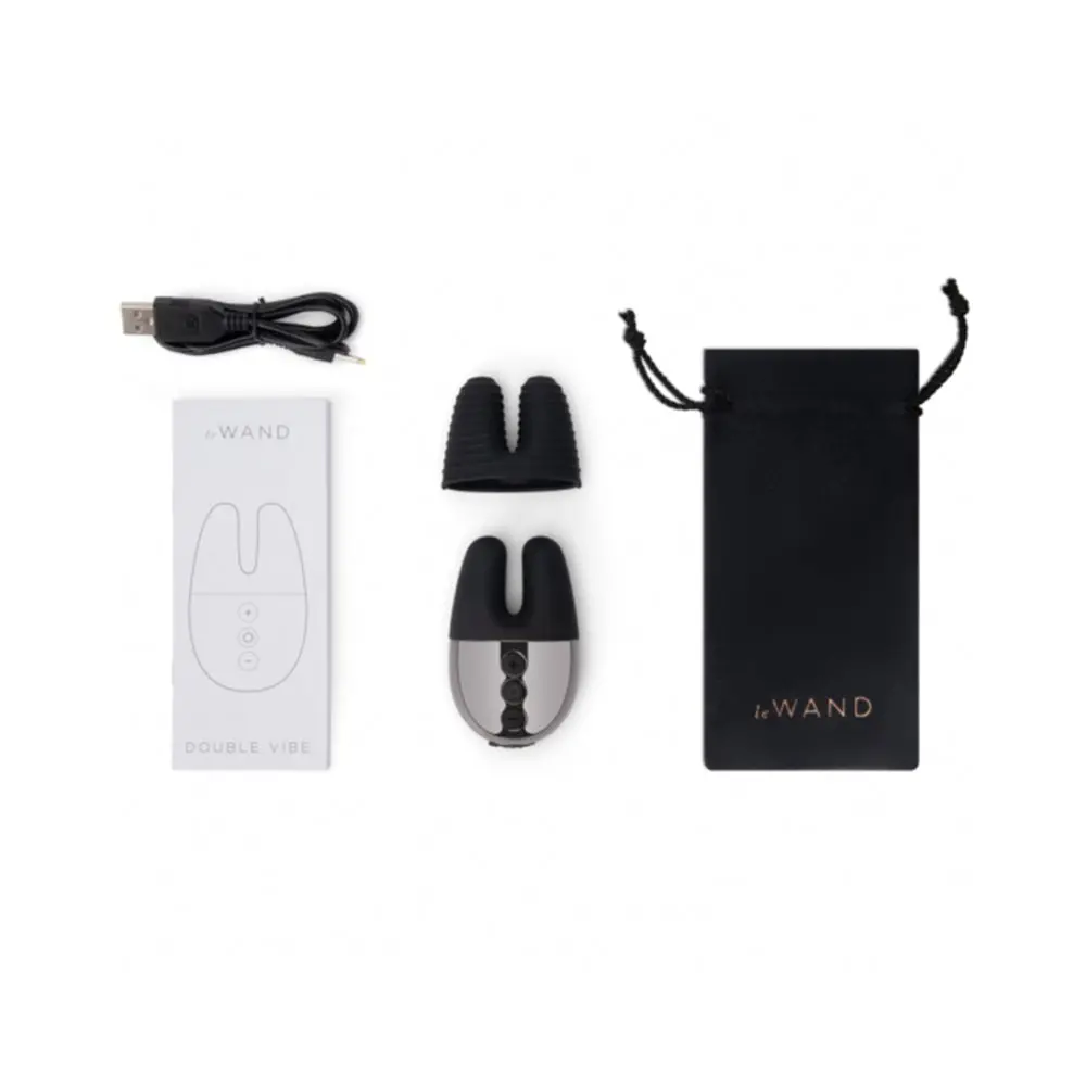 Le Wand Chrome Double Vibe Rechargeable Silicone Mini Vibrator Black 1