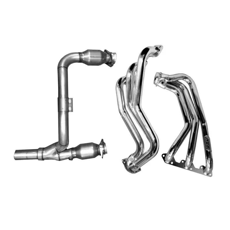 Bbk 07-11 Jeep 3.8 V6 Long Tube Exhaust Headers And Y Pipe And Converters - 1-5/8 Silver Ceramic 1