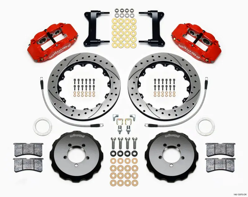 Wilwood Narrow Superlite 6R Front Hat Kit 12.88In Drill Red 2012-Up Toyota / Scion Frs W/ Lines 1