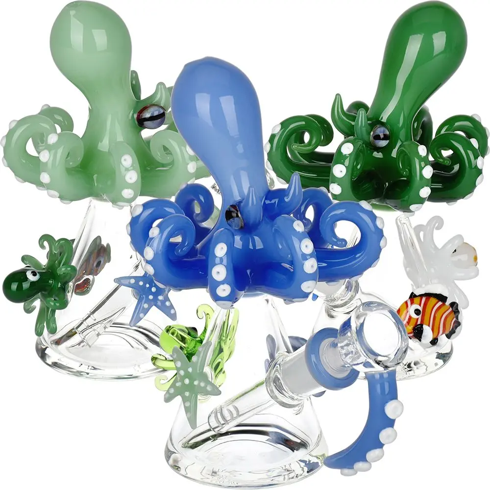 Octopus Reef Glass Water Pipe - 5.75" / Colors Vary 1