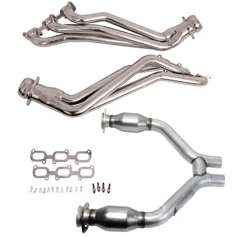 Bbk 15-17 Ford Mustang V6 1-3/4 Long Tube Headers W/High Flow Catted H Pipe (Silver Ceramic) 1