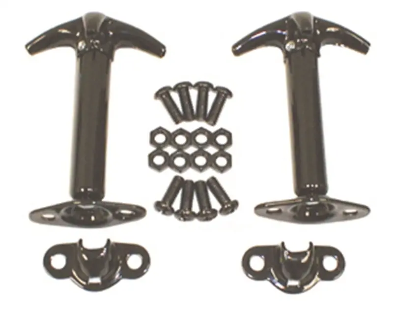 Rugged Ridge 41-95 Jeep Cj / Jeep Wrangler Black Hood Catch Kit 1