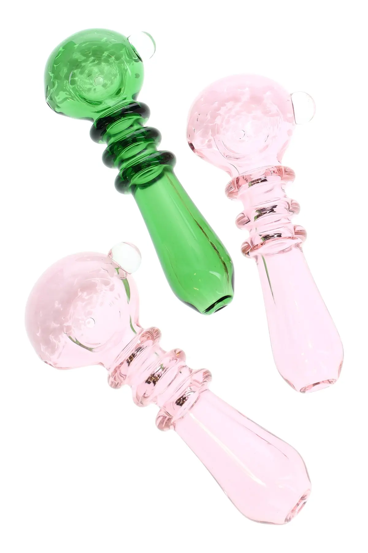 Colored Rings White Frit Glass Pipe “Candy Columns” – 4½″ – Assorted Colors 1