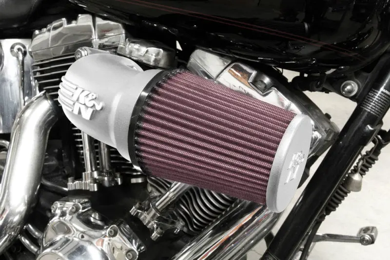 K&N 01-17 Harley Davidson Softail / Dyna Fi Performance Air Intake System Silver 1
