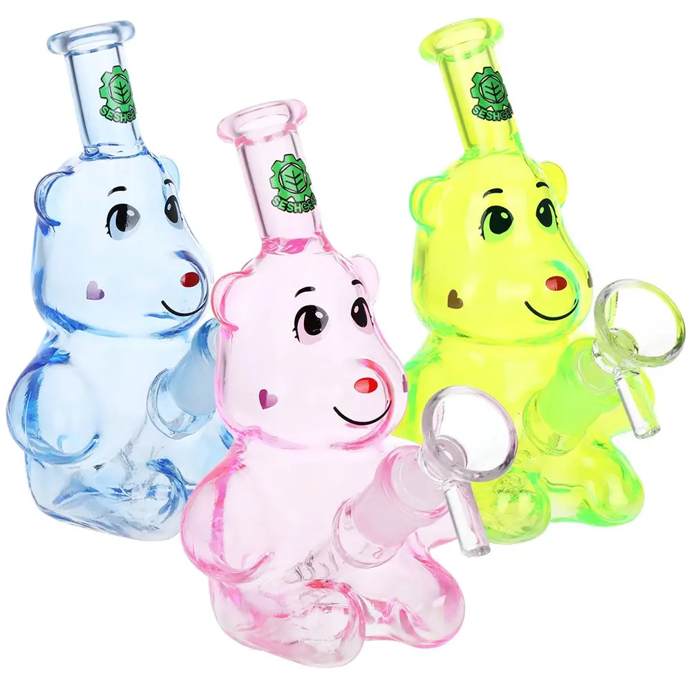 Seshgear Happy Bears Glass Water Pipe - 5" / 14Mm F / Colors Vary 1