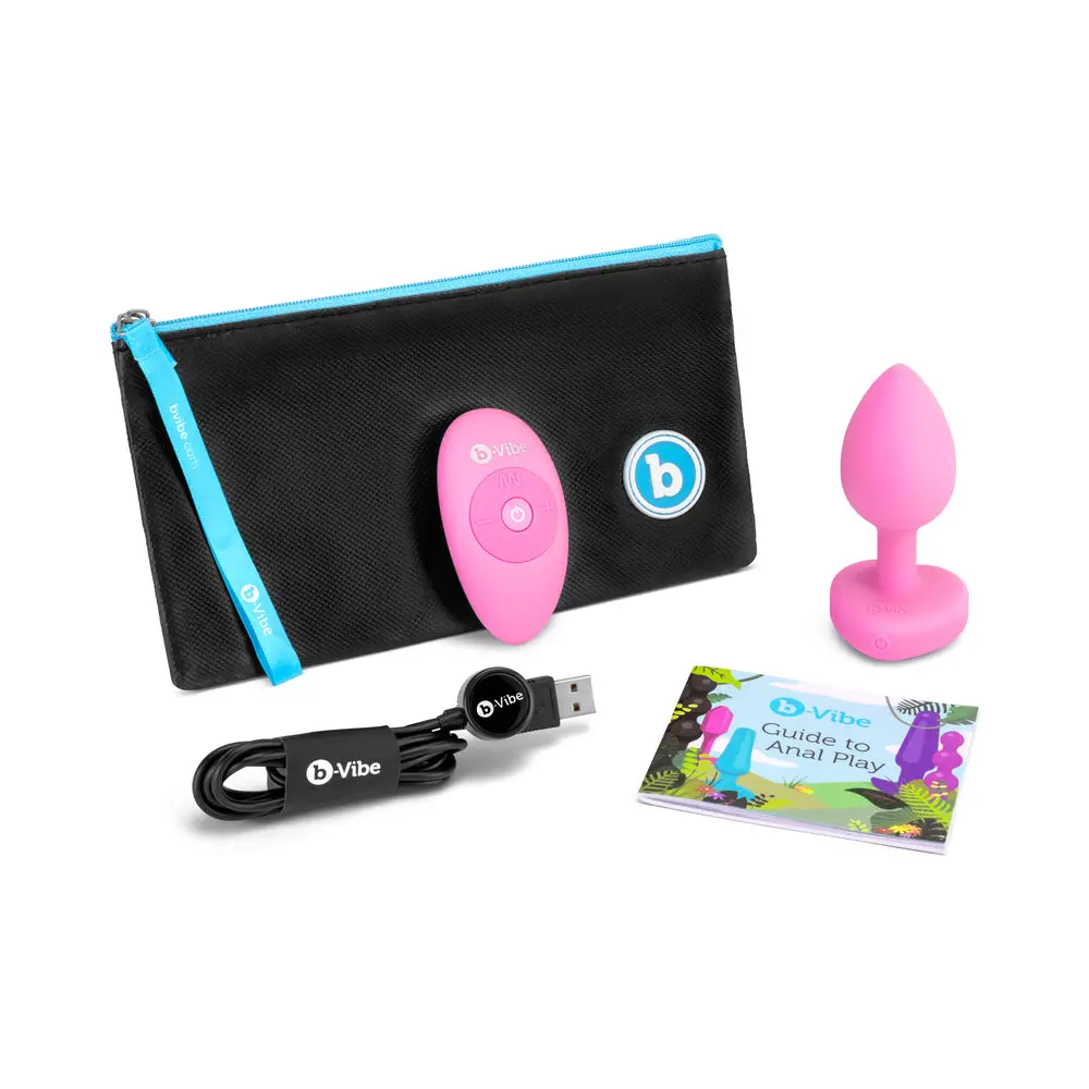 B-Vibe Vibrating Heart Anal Plug With Heart-Shaped Jewel Base Small/Medium Pink 1