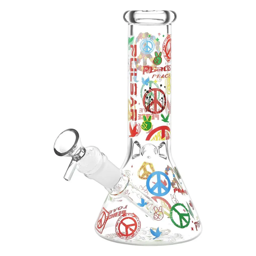 Pulsar World Peace Beaker Glass Water Pipe - 7.75" / 14Mm F 1