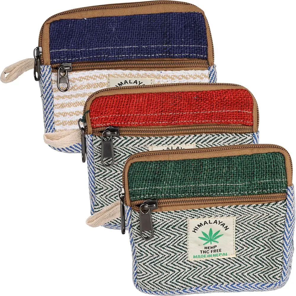 Himalayan Hemp Zig Zag Coin Purse - 6" X 5" / Colors Vary 1
