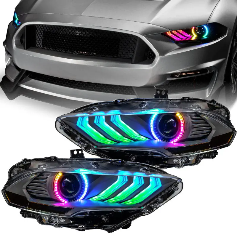 Oracle Lighting 18-23 Ford Mustang Dynamic Colorshift Led Headlights - Black Series See Warranty 1