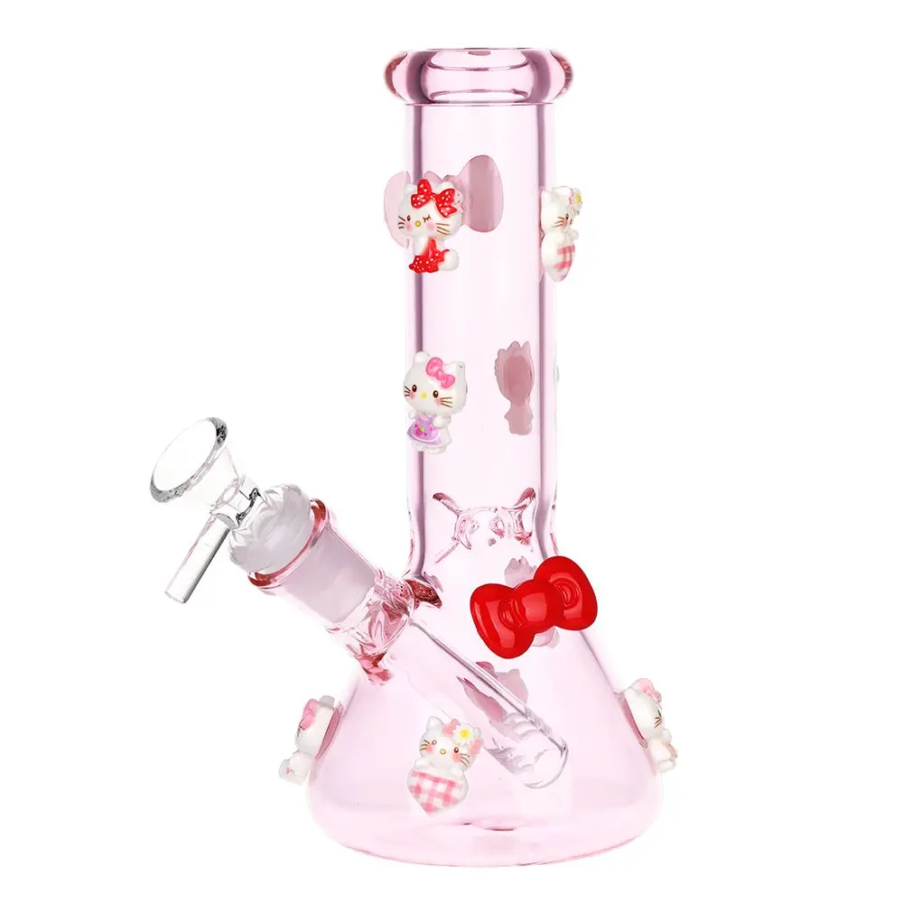 Wassup Hello Kitty Beaker Glass Water Pipe - 8" / 14Mm F / Pink 1