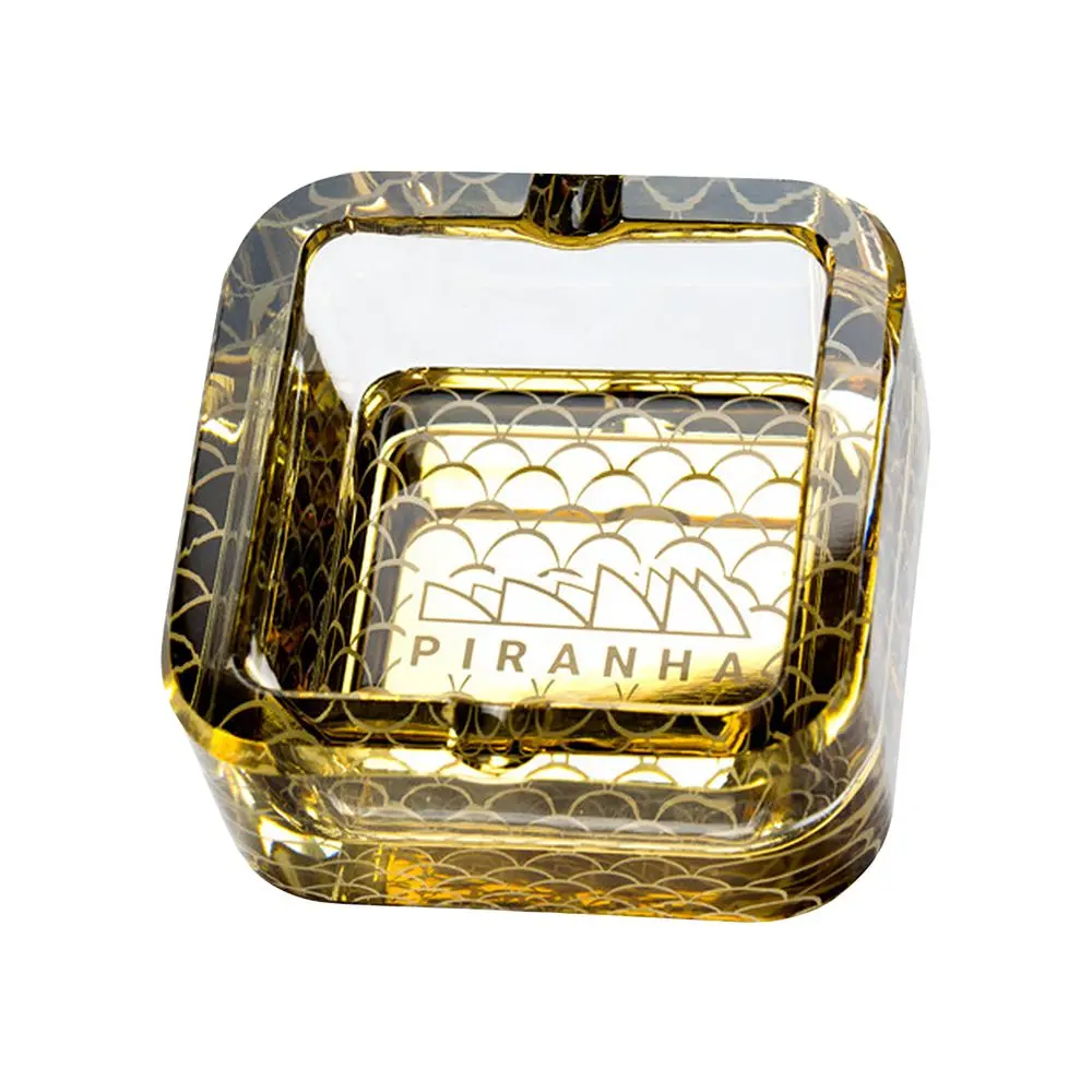 Piranha Scales Cube Glass Ashtray | 2.8" 1