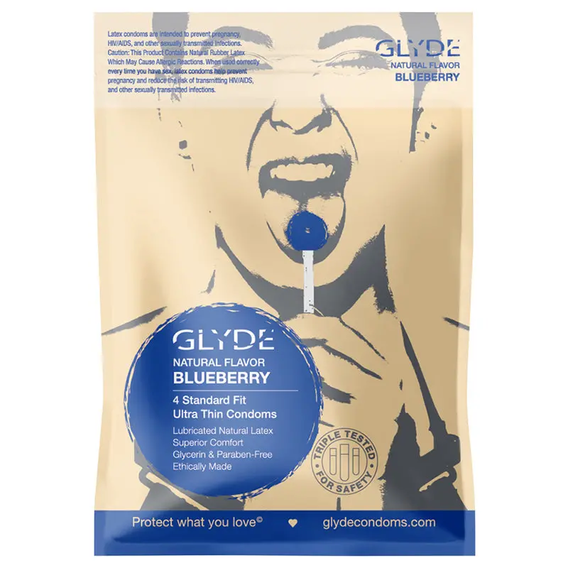 Glyde Ultra Natural Flavor Condom Blueberry 4Pk 1