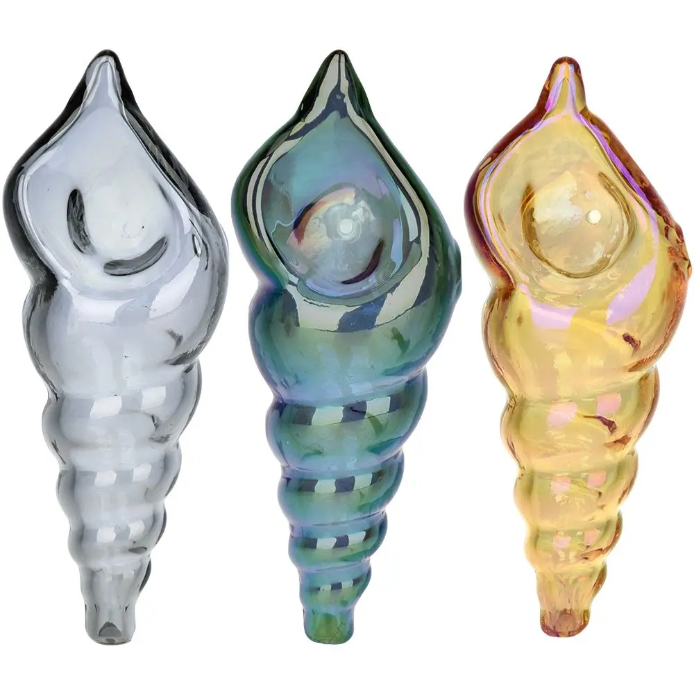 Logarithmic Spiral Electroplated Glass Hand Pipe - 4.5" 1