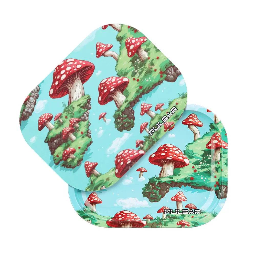 Pulsar Mini Rolling Tray & Lid Kit - Floating Mushrooms / 7"X5.5" 1