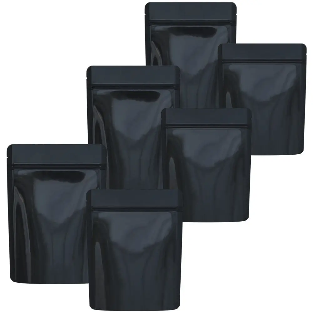 Cannaline Smell Proof Mylar Bags | Black Glossy Solid | 50Pc 1