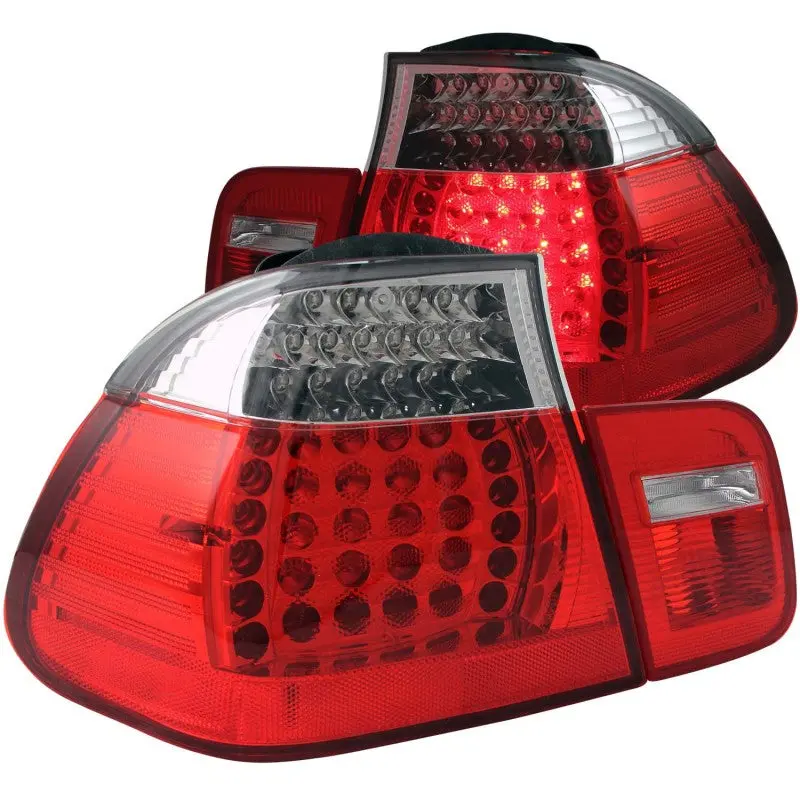 Anzo 2002-2005 Bmw 3 Series E46 Led Taillights Red/Clear 1