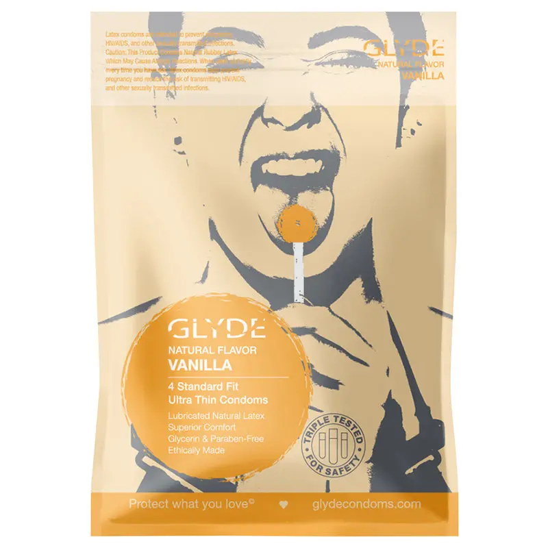 Glyde Ultra Natural Flavor 4Pk Vanilla Condoms 1
