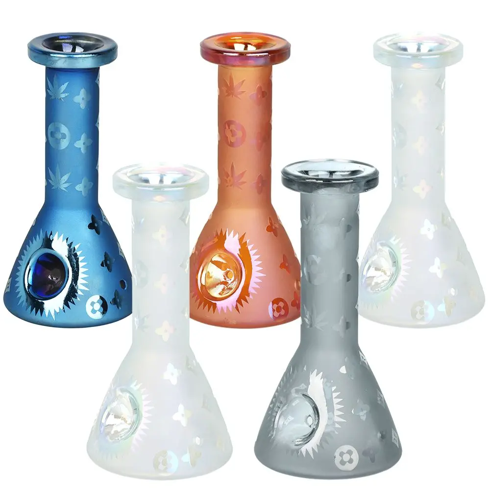 Electroplated Etched Beaker Glass Hand Pipe - 5" /5Ct 1