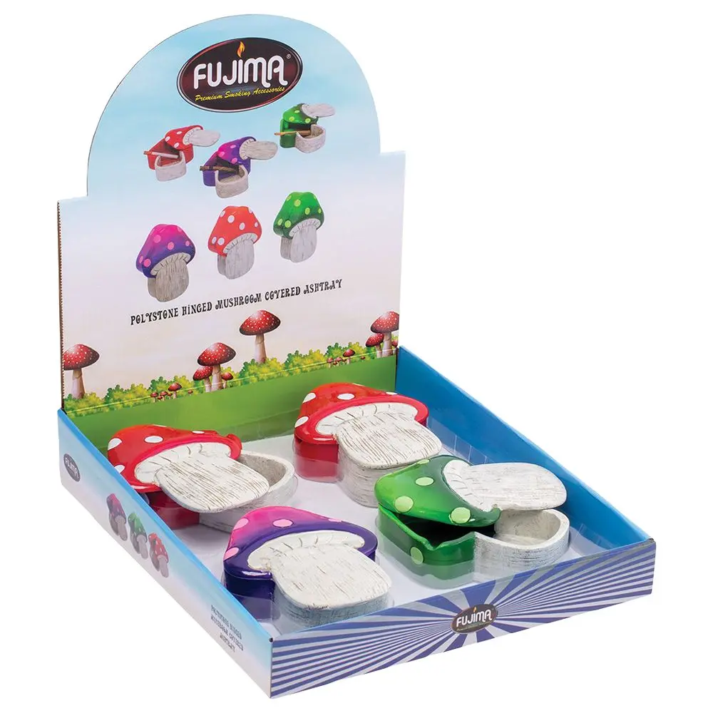 Spotted Mushroom Covered Polyresin Ashtray - 5.25" X 4" 4Ct 1