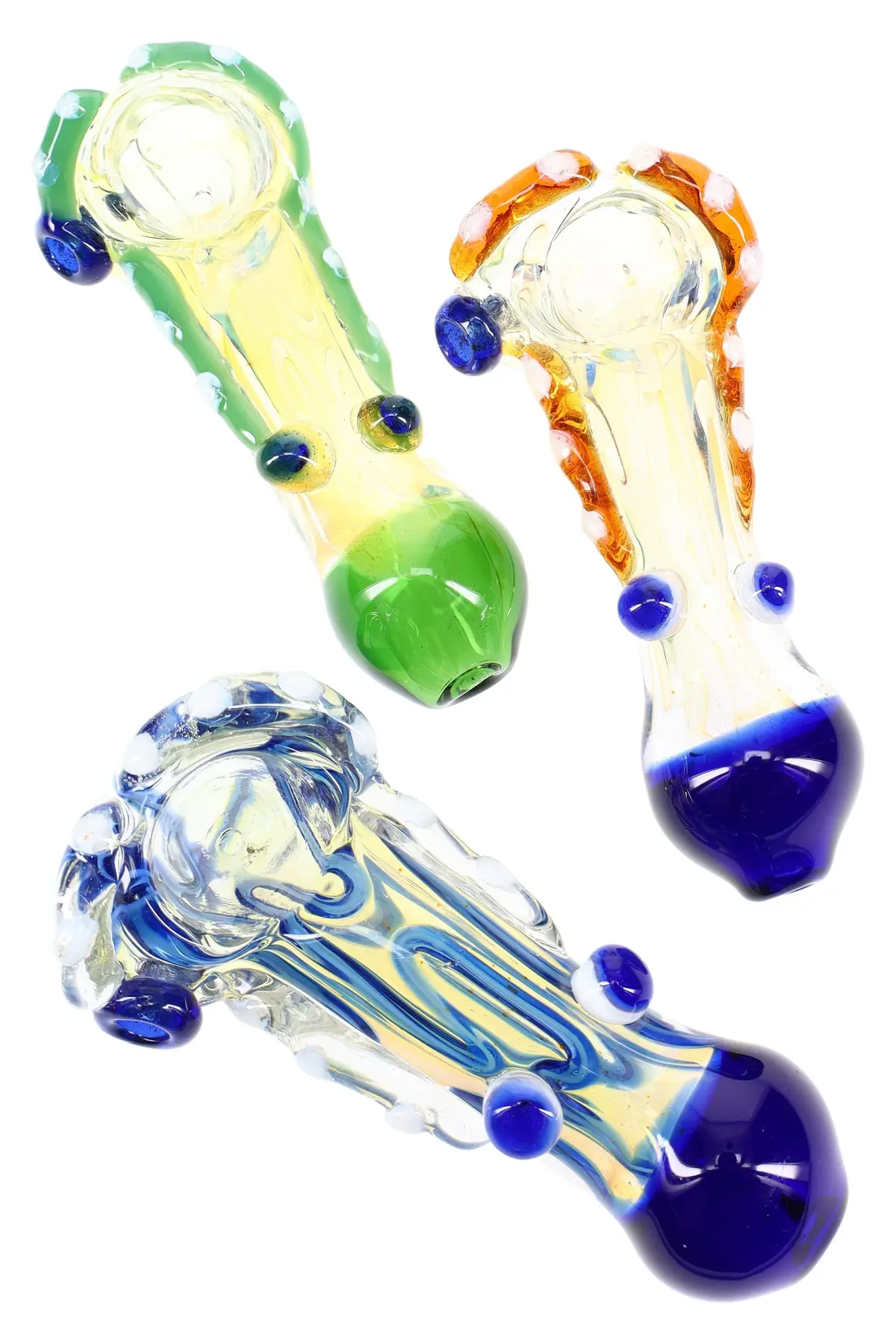 Color Changing Striped Marble Glass Spoon Pipe “Comet Dots” – 4–5″ – Assorted Colors 1