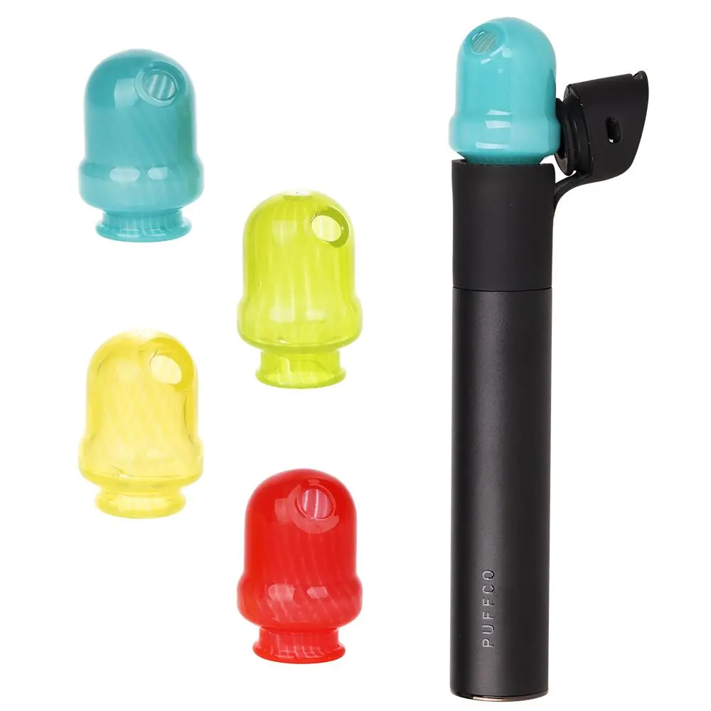 Pulsar Round Tip Glass Mouthpeice Attachment For Puffco Pivot W/ Display Stand - Colors Vary 1