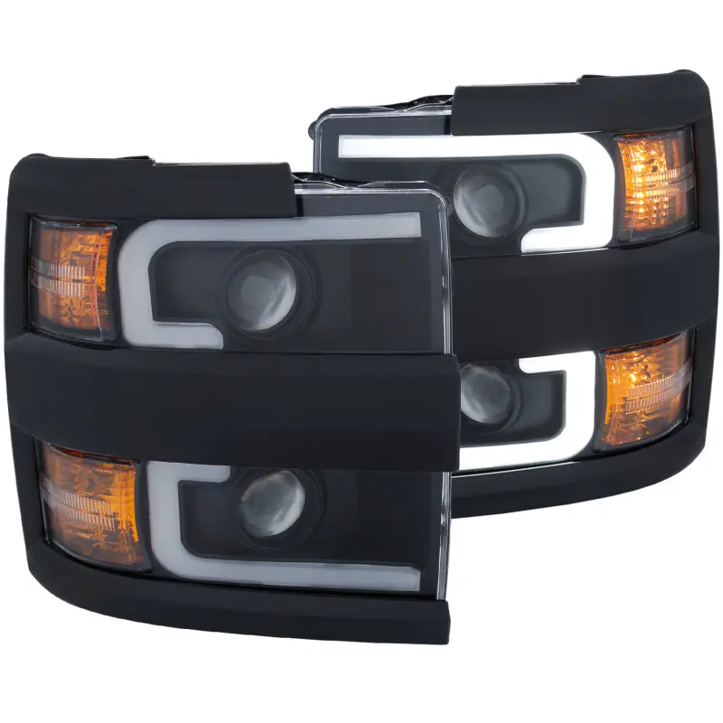 Anzo Projector Headlights 15-17 Chevrolet Silverado 2500Hd / 3500Hd Black W/ Black Rim 1