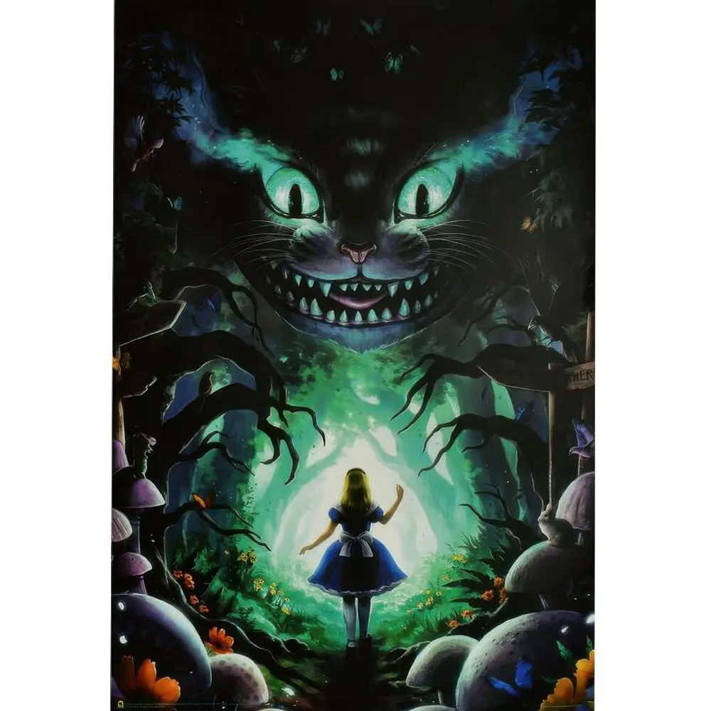 Alice In Wonderland Meets The Cheshire Cat Non-Flocked Black Light Poster 1