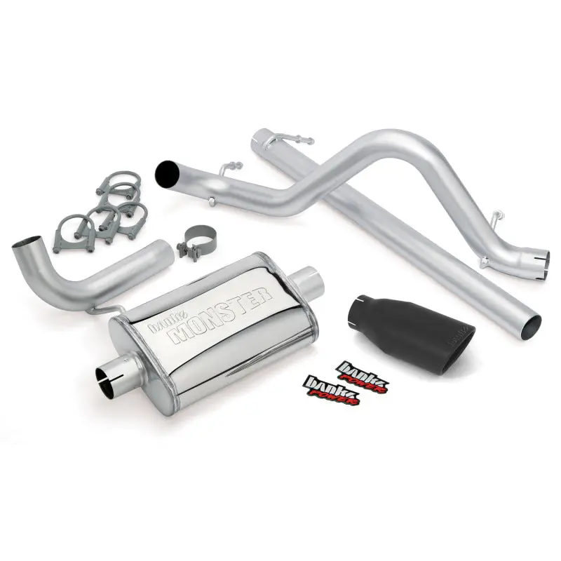 Banks Power 07-11 Jeep 3.8L Wrangler - 2Dr Monster Exhaust System - Ss Single Exhaust W/ Black Tip 1