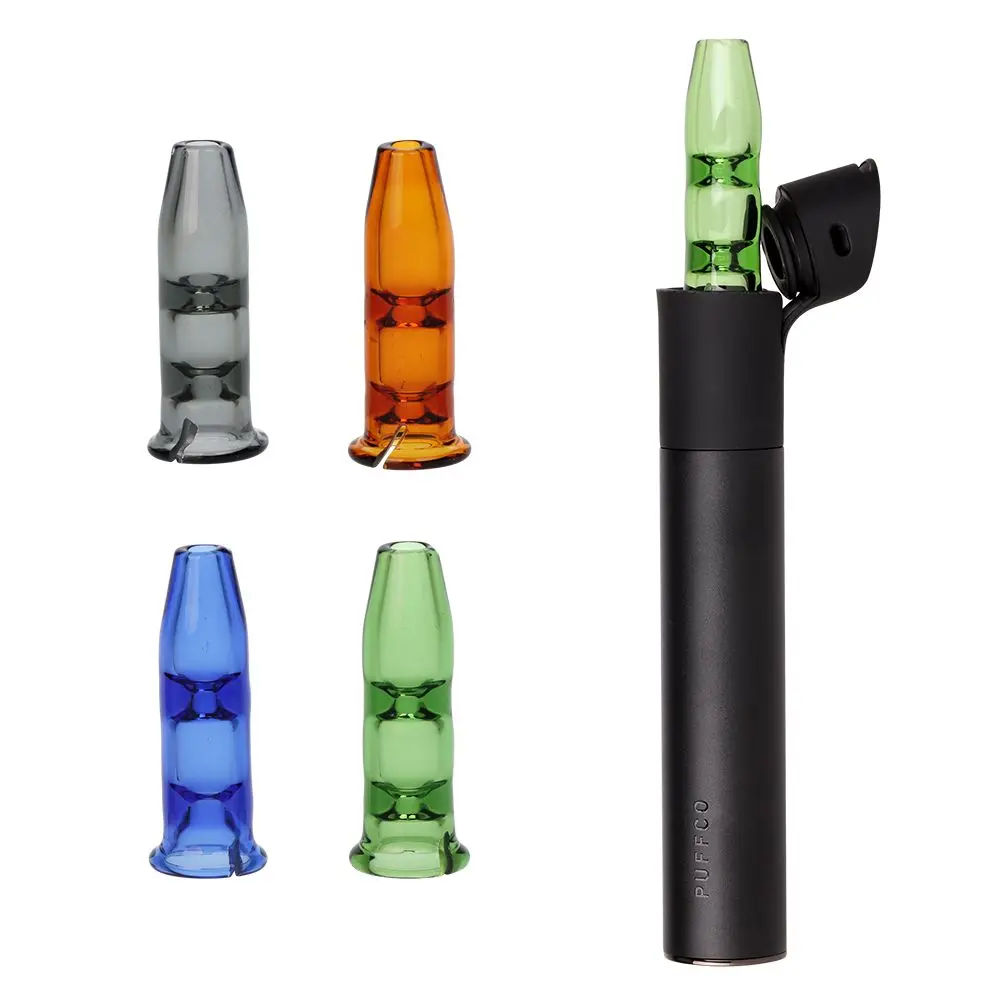 Pulsar Bullet Tip Glass Mouthpiece Attachment For Puffco Pivot W/ Display Stand - Colors Vary 1