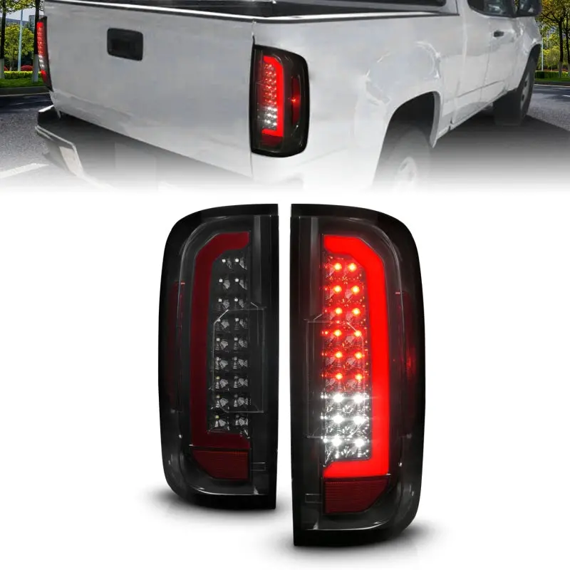 Anzo 15-21 Gmc Canyon Full Led Tail Lights W/ Red Lightbar Black Housing Smoke Lens 1
