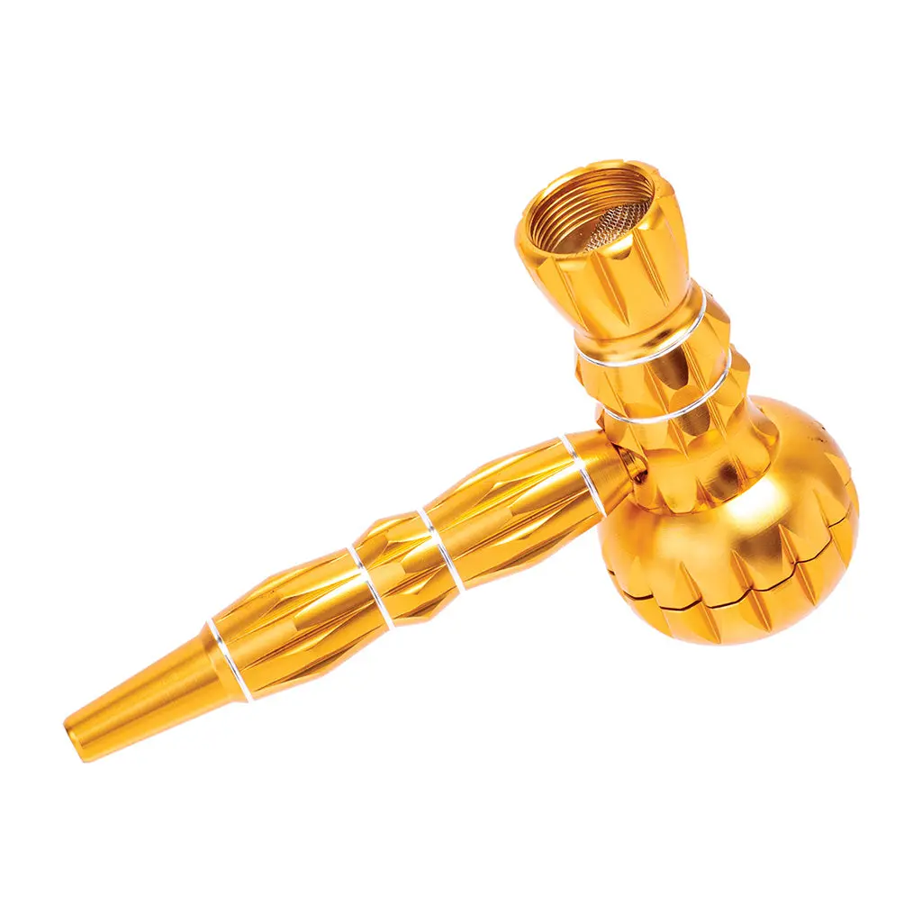 Aluminum Ribbed Smoking Pipe With Grinder 1