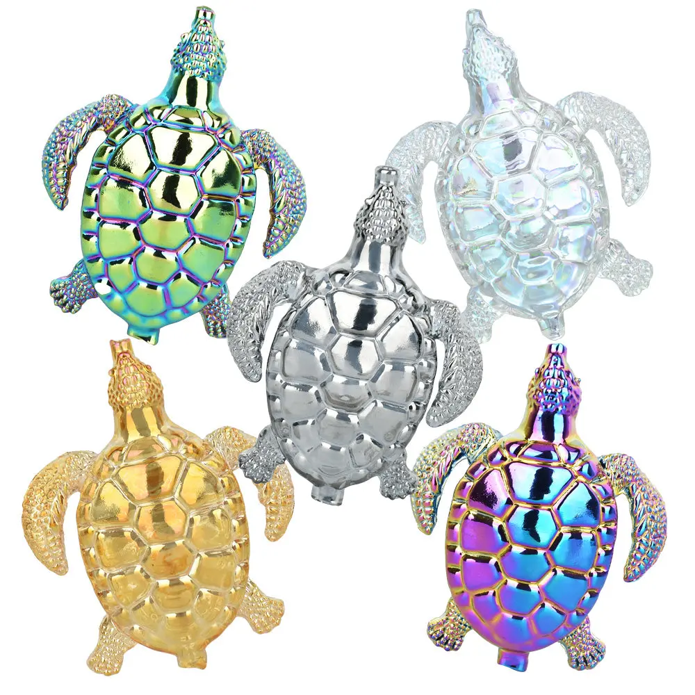 Luxurious Loggerhead Electroplated Glass Hand Pipe - 4.5" / Colors Vary 1