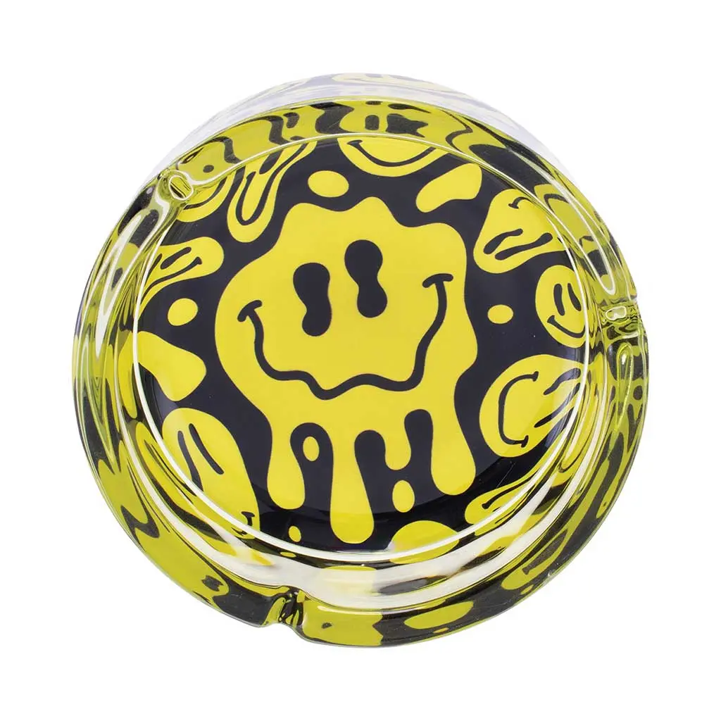 Yellow Melting Smiley Glass Ashtray 1